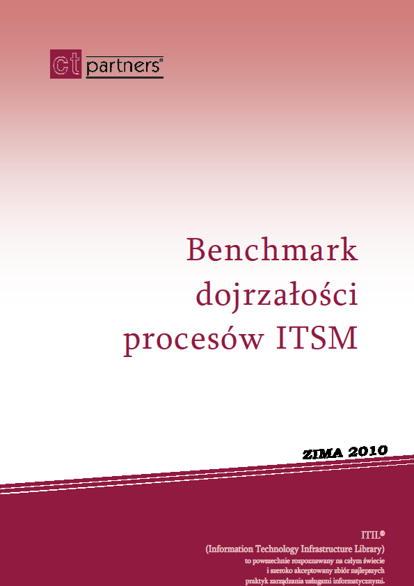 Benchmark Ekspercki Ocena w badanym obszarze Zarządzanie poziomem usług 5 Projektowanie i rozwój usług Zarządzanie dostawcami 4 3 2 1 0 Zarządzanie pojemnością Zarządzanie
