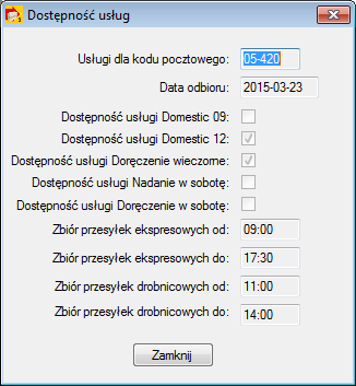 Dane kontaktowe opcjonalne dane kontaktowe osoby odpowiedzialnej za odbiór przesyłki, uzupełniane automatycznie danymi importowanymi z paczki z programu Sello.