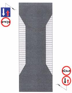 Umieszczenie tablic U-9a, u-9b, U-9c na obiekcie ograniczającym skrajnie o zmiennej wysokości.