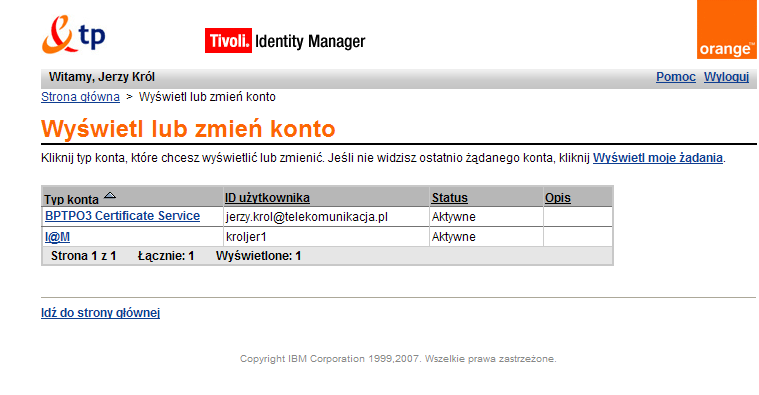 Rysunek 21 Konto w BPTP Certificate Service ("Self Service") Rysunek 22 Konto w BPTP Certificate Service ("Konsola") Konto ma status aktywne,