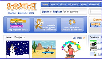 Co teraz? Ze Scratch możesz stworzyć wiele różnego typu projektów. Żeby obejrzeć przykładowe projekty wybierz Otwórz z menu Plik.