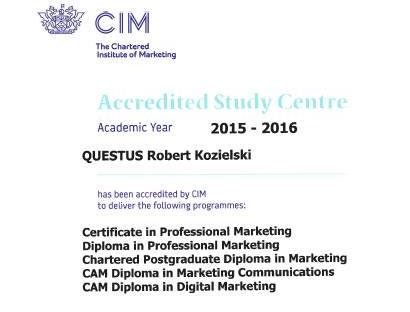 questus questus jest Akredytowanym Centrum Szkoleniowo-Egzaminacyjnym The Chartered Institute of Marketing.