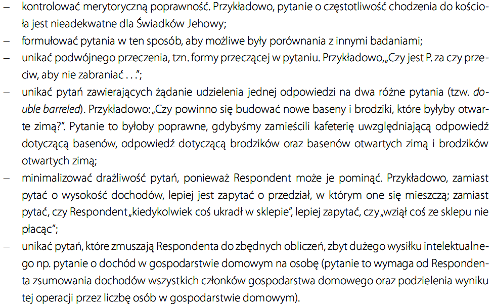 Wybrane zasady formułowania pytań cd. F.