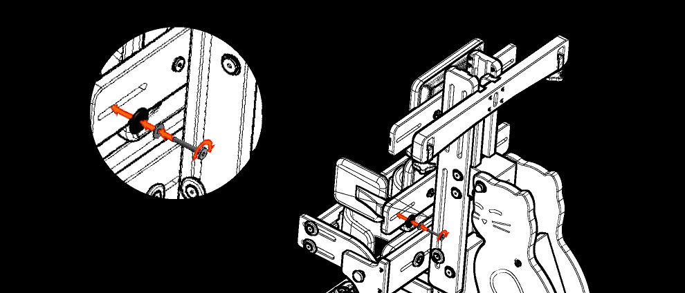Etap VI Montaż pelot bocznych 1. Ustawienie pierwszej dolnej peloty (j) jak na rysunku. 2.