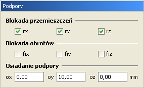 5.3 Geometria 41 Osiadania podpór można zdefiniować w grupie Podpory (rys. 5.4) Rys. 5.3. Edycja sił skupionych i momentów węzłowych także znajdującej się na zakładce Węzły. Osiadania można okre- Rys.