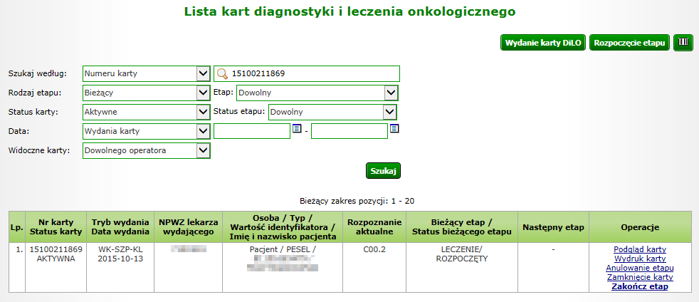 Filtr domyślnie jest ustawiony na rok bieżący. W przypadku wyboru roku poprzedniego użytkownikowi zostanie wyświetlone ostrzeżenie: UWAGA: Wybrany rok nie jest rokiem bieżącym.