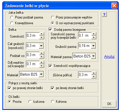 ABC wersja 6.2 Belka moŝe mieć ten sam materiał, co reszta modelu lub moŝe być wykonana z innego materiału.