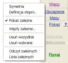 Modelowanie płyt opcją PokaŜ symetrie pokazać ikony odebranych stopni swobody. Działanie tej opcji dubluje podobną opcję w menu PokaŜ. Opcją Symetria moŝna zadawać kolejne miejsca z tą cechą.
