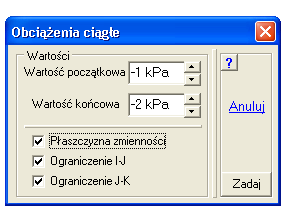 ABC wersja 6.2 Po zamknięciu okna przyciskiem [Zadaj] będzie moŝna wybrać linie działania obcią- Ŝenia liniowego. Zadawanie odcinków działania kończy przycisk Zakończ.
