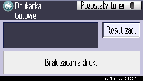 Korzystanie z ekranu panela operacyjnego 1. Naciśnij przycisk [Ekran uproszczony]. PL CQT663 Na tej ilustracji pokazano uproszczony ekran [Drukarka].