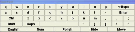 Keyboard (1) Title bar (Allows to move keyboard on the screen) (2) Keyboard (3) Switch to english keyboard (4) Numeric