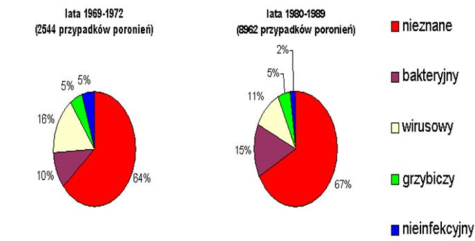 Ryc.11. Etiologia poronień u krów w USA (Kirkbride, 1992) Jak widać problem wczesnych utrat ciąż miał i ma u bydła zasięg światowy, jest on przyczyną poważnych strat finansowych.