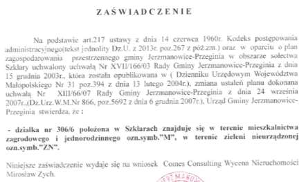 30 km od centrum Krakowa, w odległości ok. 5 km od drogi krajowej nr 94 i ok. 10 km od Krzeszowic. Szacowany budynek znajduje się w centralnej części Szklar.