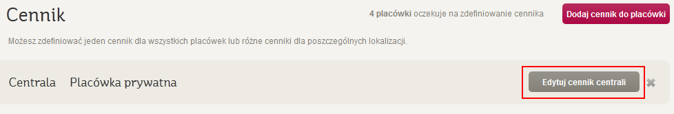 2. Ustawianie cennika w Strefie Placówki Jeżeli dla każdego z lekarzy z Twojej placówki chcesz ustawić odrębny cennik, proszę skorzystaj z instrukcji z pkt.1 Ustawianie cennika Strefa Lekarza.