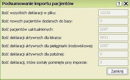 plik (z rozszerzeniem.pdx), a następnie kliknij Powrócisz do okna Import pacjentów z programu kasowego.