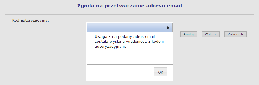 Wyrażenie zgody na przetwarzanie adresu email jest wymagane podczas wyrażania zgody na inne czynności systemowe związane z przetwarzaniem tego adresu (awaryjna zmiana hasła oraz otrzymywanie