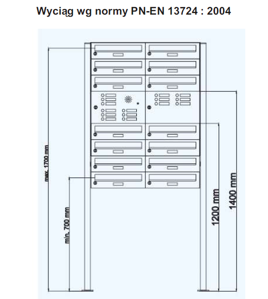 Schemat wysokości montażowych dla zestawu skrzynek oraz paneli domofonu. Ponadto w naszej ofercie: 1.