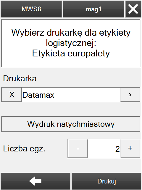 Rys. 16 Wydruk wielu etykiet wybór rodzaju nośnika Rys. 17 Wydruk wielu etykiet wybór ilości Rys.