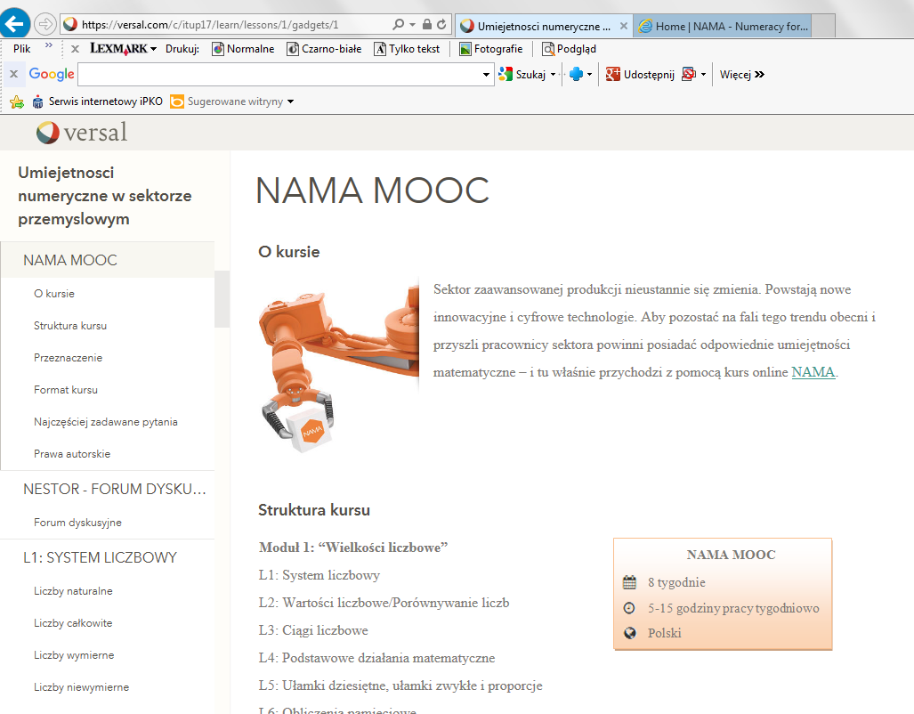 Platforma e-learningowa MOOC Wersje w językach: