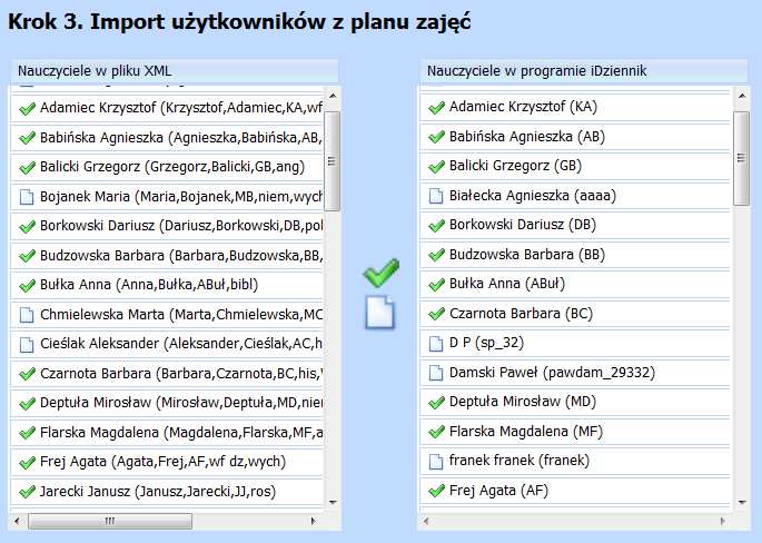 Krok czwarty to powiązanie klas (dzienników) istniejących w programie idziennik z klasami z pliku XML.