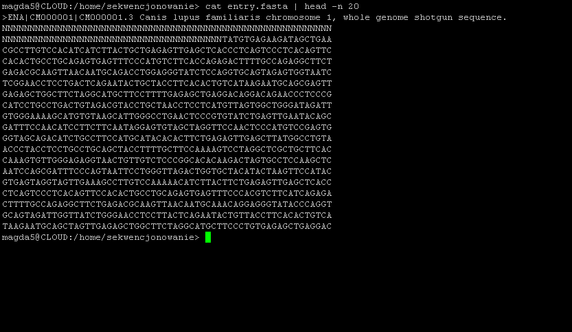 FASTA A Adenozyna C Cytozyna G Guanina T Tymina U Uracyl R G A (puryna) Y T C (pirymidyna) S G C (Silne oddziaływanie) W A T (słabe (ang.