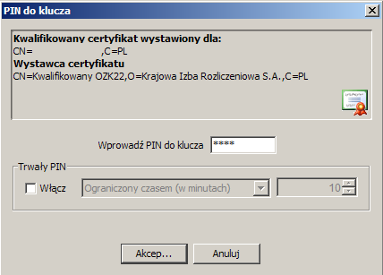 Po poprawnym sprawdzeniu oraz aktualizacji komponentów, niezbędnych do wykonania podpisu, otworzy się okno "Podpis sprawozdania", zawierające informacje o podpisywanym sprawozdaniu oraz umożliwiające