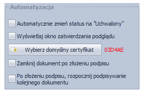 Domyślnie zaznaczona opcja to Używaj podpisywania standardowego.