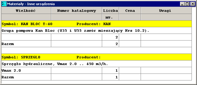 Audytor CO 38 V, [l] Pojemność rur o średnicy dn i długości L M, [kg] Masa rur o średnicy dn i długości L Cena, [zł] Miejsce na ręczne wpisanie ceny rur Zawartość komórek w tabelach z wynikami nie