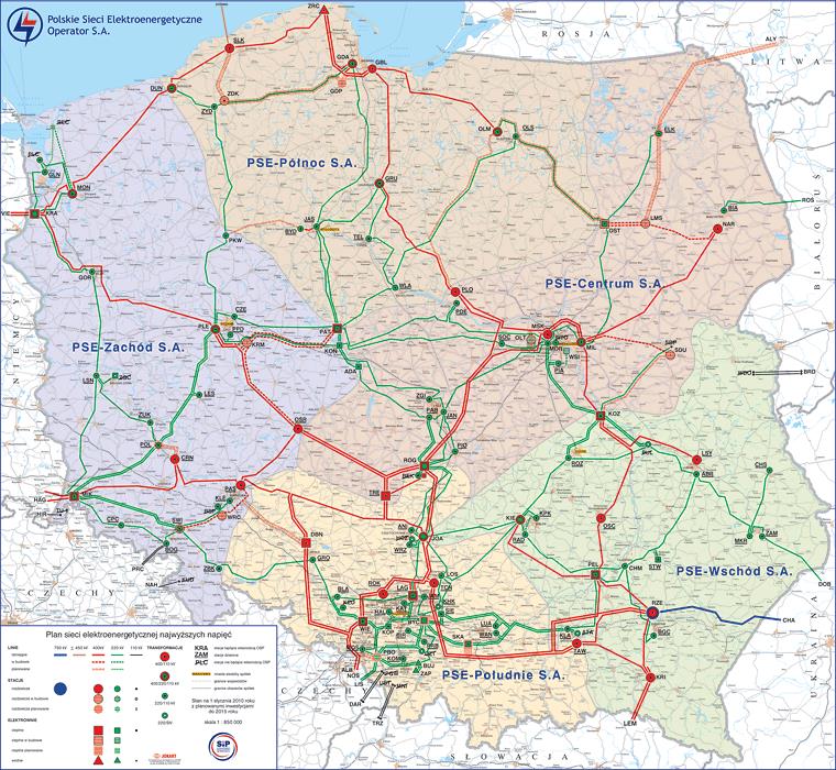 System elektroenergetyczny w Polsce a handel energią elektryczną Plan sieci