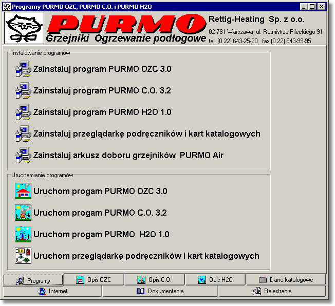 PURMO H2O 1.0 3 Instalowanie programu Program PURMO H2O jest zabezpieczony przed nielegalnym kopiowaniem.