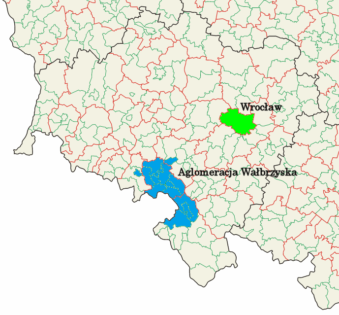 Rysunek 1. Położenie Aglomeracji Wałbrzyskiej w województwie dolnośląskim Źródło: opracowanie własne na podstawie http://upload.wikimedia.