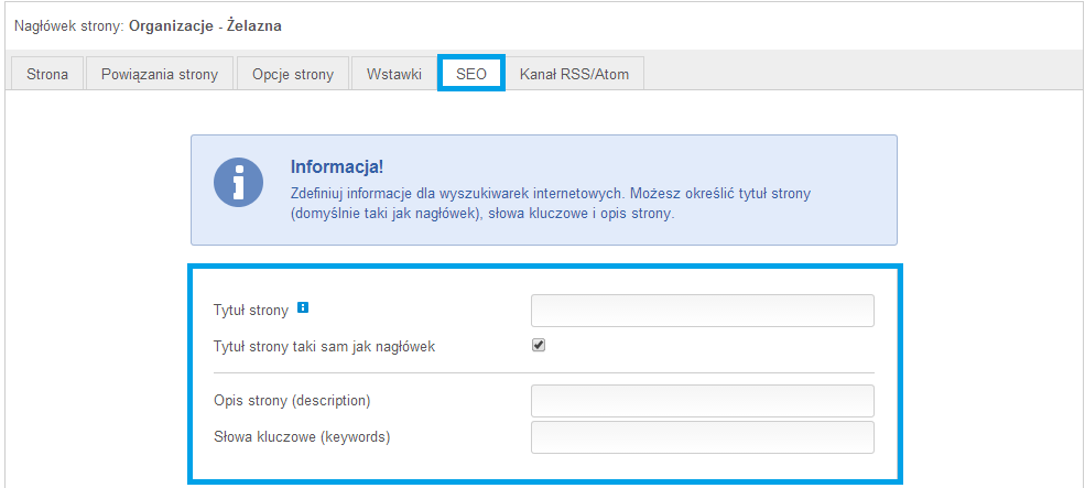 Widoczność przycisku powrotu należy zdecydować czy na stronie utworzonej ma być widoczny przycisk powrotu do strony poprzedniej, na której byliśmy Ograniczony dostęp publiczny, Widoczność oceniania