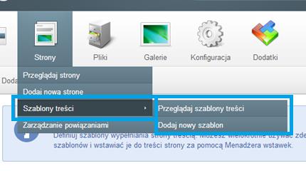 Szablon treści to stworzony wzór strony mający te same logotypy i czcionki, wykorzystywany w celu zachowania jednolitego wyglądu podstron.