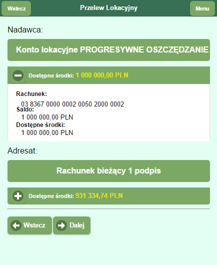 Rys 324 Zwrot środków z konta lokacyjnego 332 Przeksięgowanie środków na konto lokacyjne Wybierając z menu głównego programu opcji, a następnie rozwijając informacje szczegółowe o wybranym rachunku,