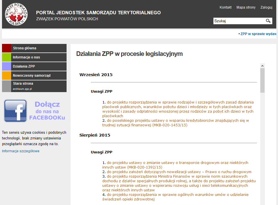 Z opiniami Związku Powiatów Polskich można zapoznać się po wejściu na stronę internetową www.zpp.