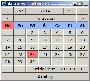 Aby wybrać pozycję ze słownika, należy kliknąć w ikonę wyboru. Czynność ta spowoduje wyświetlenie listy słownikowej.