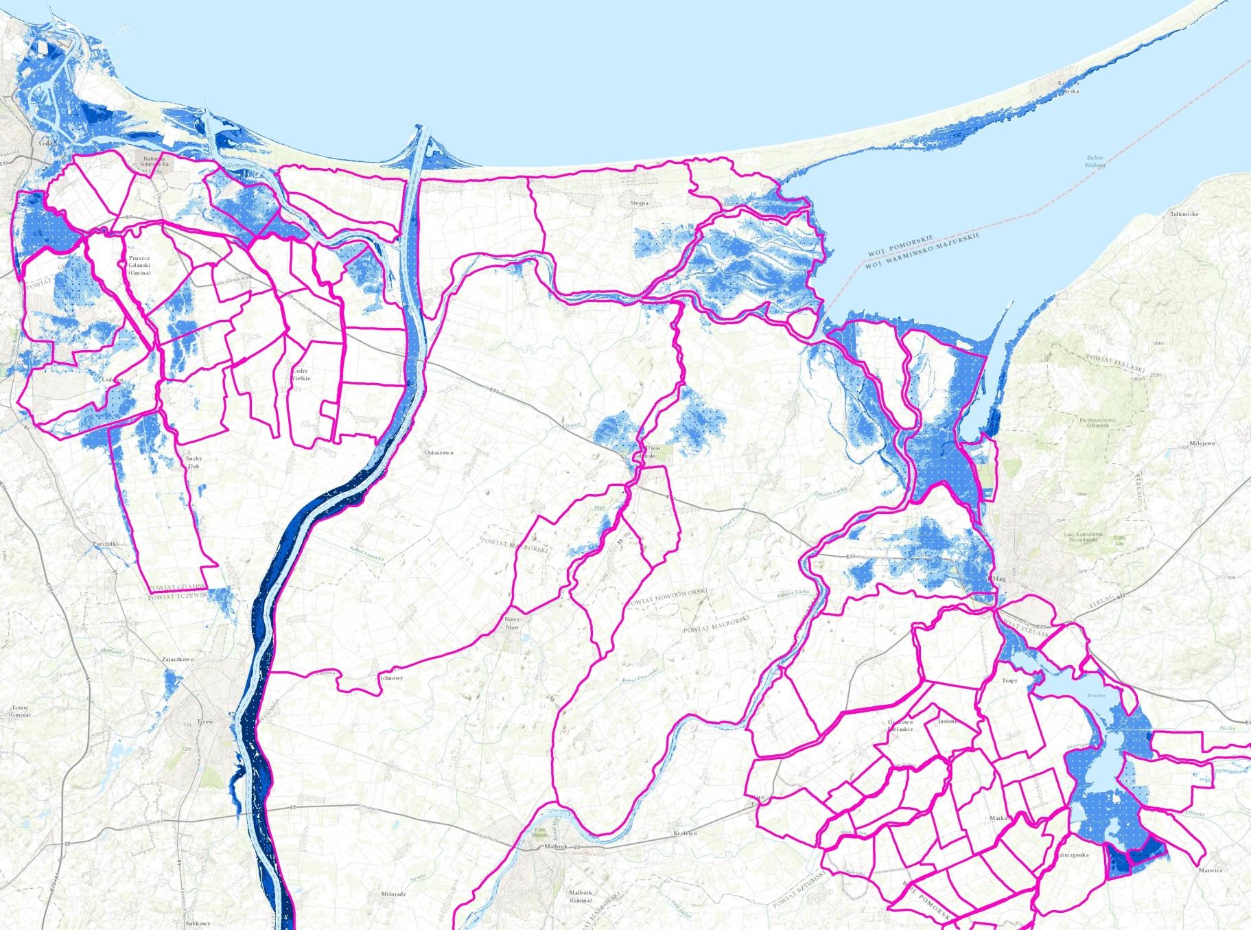 Mapa zagrożenia powodziowego od strony morza