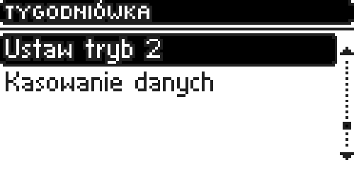VI.1.a) Tygodniówka Funkcja tygodniówka umożliwia zaprogramowanie odchyłek temperatury zadanej kotła w poszczególnych dniach tygodnia w konkretnych godzinach.