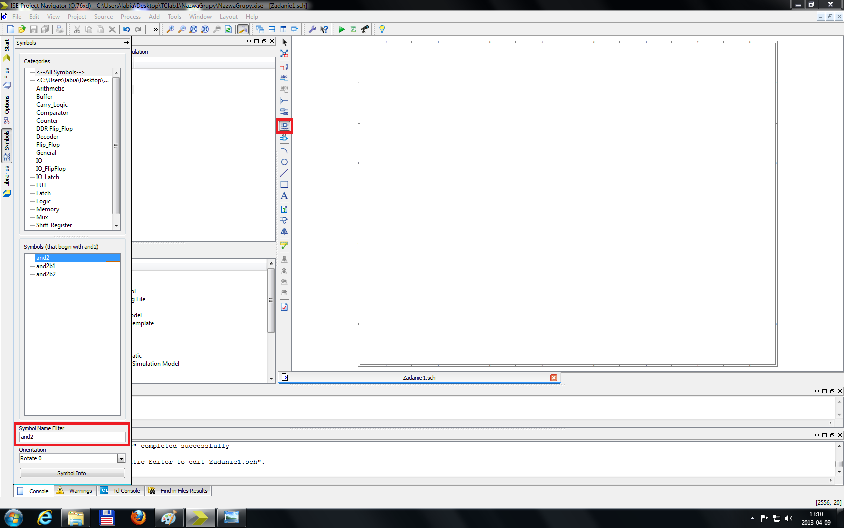 Rysunek 8: Add Symbol Rysunek 9: Add I/O Marker Domy±lne nazwy wej± i wyj±