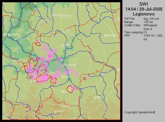 SWI (Severe Weather Indicator) Wskaźnik groźnych zjawisk Wszystkie obszary pojedynczych ostrzeżeń są łączone