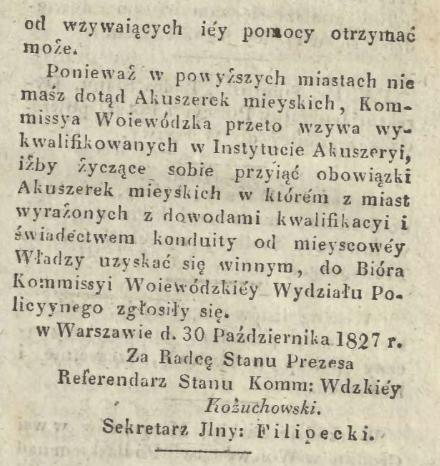 Żychlin 1827 rok i rozporządzenie w