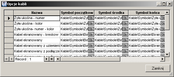 - 15 - Możliwość definiowania typów kabli przez użytkownika.