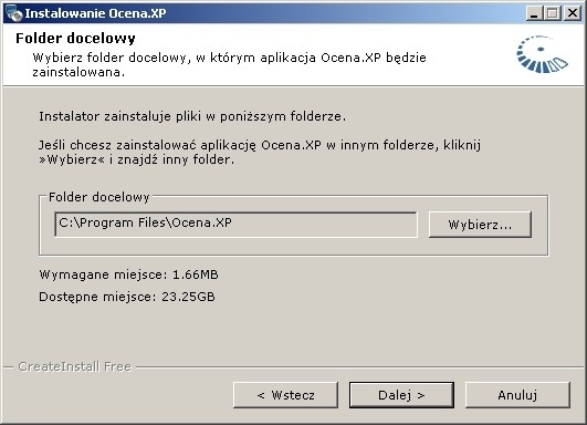 Następnie uruchamiamy program instalacyjny. Pojawi nam się okienko powitalne instalatora Ocena.