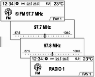 120 Radioodtwarzacz Przełączanie składowych serwisu DAB (DAB-DAB wył./dab-fm wł.) Ręczne dostrajanie stacji radiowej (DAB-DAB wł./dab-fm wył.) (DAB-DAB wł./dab-fm wł.) Po nastawieniu funkcji Automat.