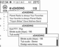 Radioodtwarzacz 121 Ręczne strojenie stacji DAB Korzystanie z listy stacji DAB Wyświetlanie informacji nadawanych przez stacje DAB W trybie DAB nacisnąć pokrętło wielofunkcyjne, aby przejść do Menu