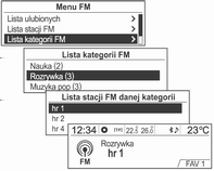 124 Radioodtwarzacz Obrócić pokrętło wielofunkcyjne, aby wybrać żądaną pozycję Lista ulubionych, a następnie nacisnąć pokrętło, aby włączyć odbiór odpowiedniej stacji radiowej.