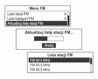 Radioodtwarzacz 125 Menu DAB Komunikaty DAB W pozycji Menu DAB obrócić pokrętło wielofunkcyjne, aby przejść do opcji Komunikaty DAB, a następnie nacisnąć pokrętło.