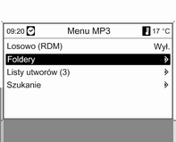 30 Odtwarzacz CD Wybieranie utworu Obrócić pokrętło wielofunkcyjne, aby wyświetlić listę wszystkich utworów znajdujących się na płycie CD. Wstępnie wybierany jest aktualnie odtwarzany utwór.