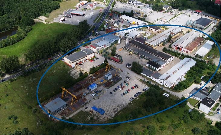 Powierzchnie hal produkcyjnych 6500 m² firmy 4,4 ha Olsztyn 22.03.2012 r.