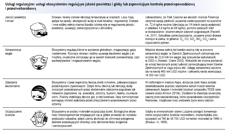 Usługi regulacyjne Poradnik TEEB dla miast: usługi ekosystemów w